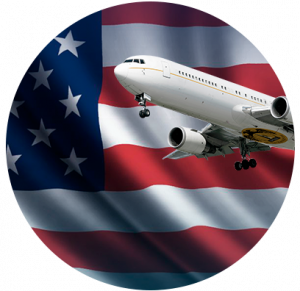 foto da bandeiro do EUA com um avião